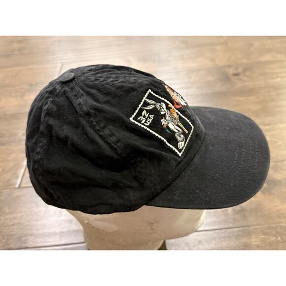 Vintage 90s Bugs Bunny Taz 32c Stamp Black Adjustable Snapback Hat Made In USA - Picture 6 of 10